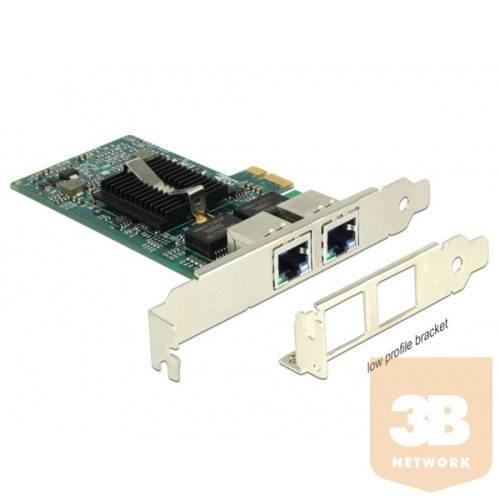 DELOCK PCI-E Vezetékes hálózati Adapter, 2x Gigabit LAN