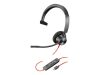 HP Poly Blackwire 3310 Monaural USB-C Headset +USB-C/A Adapter