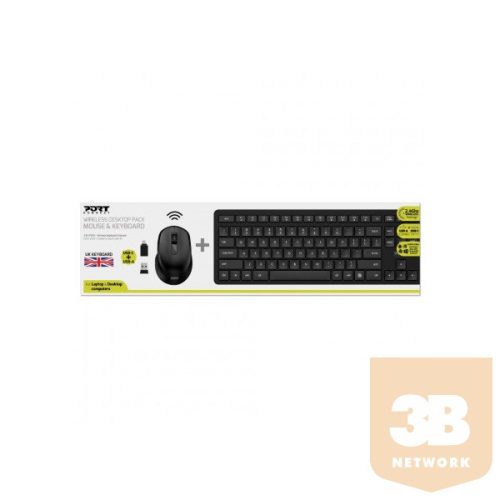 PORT Connect Vezeték nélküli Billentyűzet&Egér 900904-UK - WIRELESS DESKTOP PACK: MOUSE & KEYBOARD UK