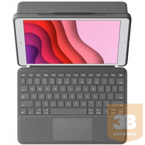 LOGITECH Billentyűzet - Combo Touch Ipad (7, 8 gen.) Grafitszürke HUN, Gravírozott