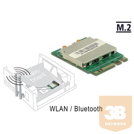 Delock WLAN/Bluetooth Modul - 95254 (M.2 aljzat A+E nyílással > WLAN 802.11 ac/a/b/g/n + Bluetooth 4.0)