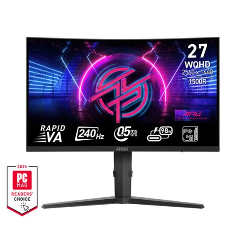 MSI Monitor GAMING MPG 275CQRXF Ívelt 27" Rapid VA WQHD 2560x1440, 16:9, 240Hz, 0,5ms, 4000:1, 2x HDMI, DP, USB-C, Black