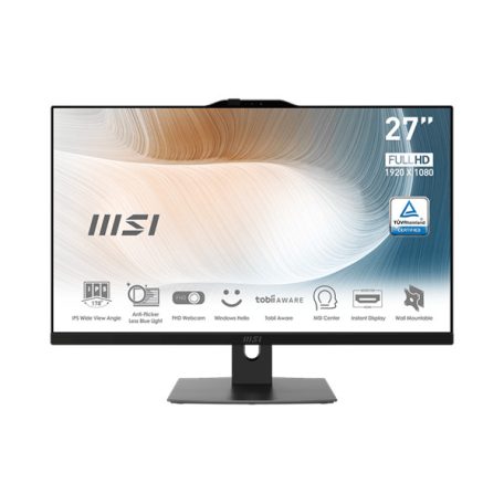 MSI Business AIO Modern AM272P 12M-841XEU, 27" FHD, i3-1215U, 8GB, 512GB M.2, INT, NoOS, Black