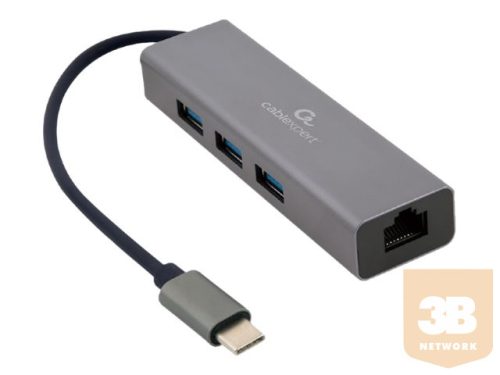 GEMBIRD A-CMU3-LAN-01 USB-C Gigabit network adapter with 3-port USB 3.1 hub