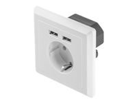 LANBERG AC-WS01-USB2-F AC Wall Socket schuko with 2 Port USB Charger White