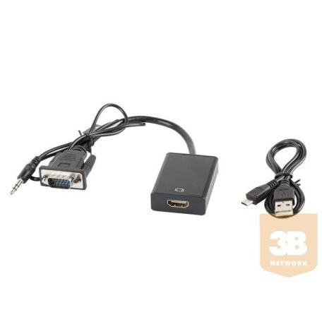 Lanberg adapter VGA(F) + audio 3.5mm -> HDMI(M) 20cm