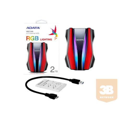 ADATA AHD770G-2TU32G1-CRD External HDD Durable HD770 2TB USB3 Red IP68 certificate