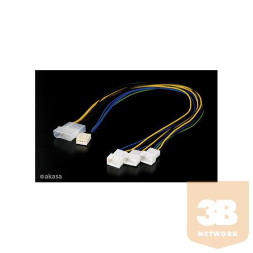 KAB Akasa 4pin Molex - 3x 4pin PWM ventilátor kábel - 30cm - AK-CB002