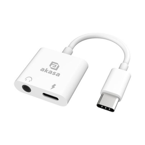 USB Akasa Type-C to 3.5mm fejhallgató csatlakozó és töltőadapter - AK-CBCA30-08WH