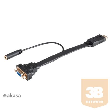ADA Akasa HDMI - VGA + 3,5mm audio jack - 20cm - AK-CBHD18-20BK