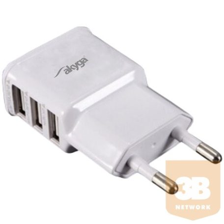 Akyga USB charger AK-CH-05 240V 3100mA 3xUSB white