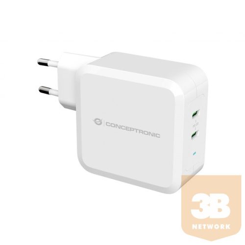 Conceptronic telefon töltő adapter - ALTHEA08W (2xUSB-C, 100W PD, fehér)