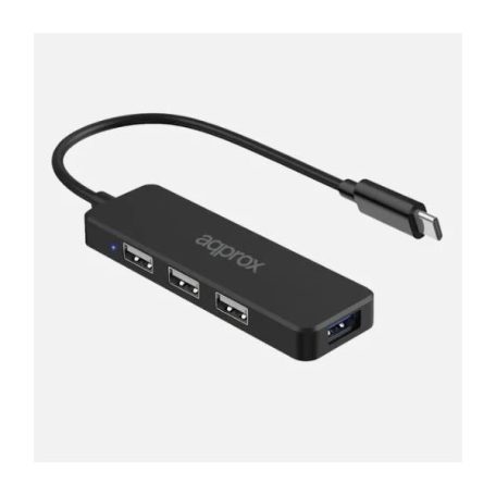 APPROX USB HUB - Type-C 4in1 HUB (3db USB2.0, 1db USB3.0) Fekete