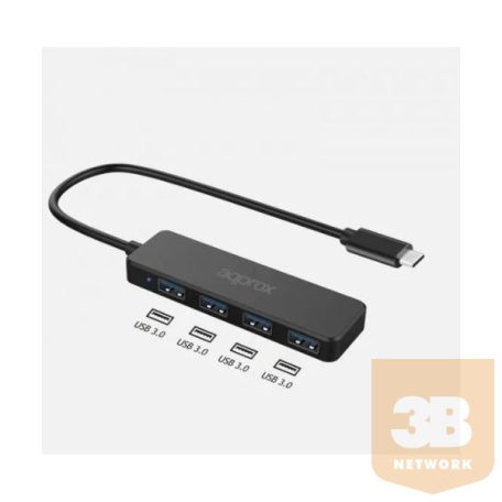 APPROX USB HUB - Type-C 4in1 HUB (4db USB3.0) Fekete