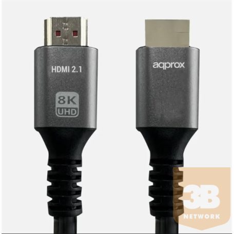 APPROX Kábel - HDMI 2.1 kábel apa/apa 1m (UHD 8K, 4K, FHD, aranyozott, HDR10, HDCP 2.2, Dolby TrueHD, ARC)
