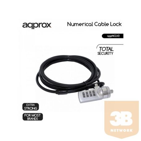 APPROX Notebook kábelzár - 1.8m, PVC borítás, 4 számjegyű kód