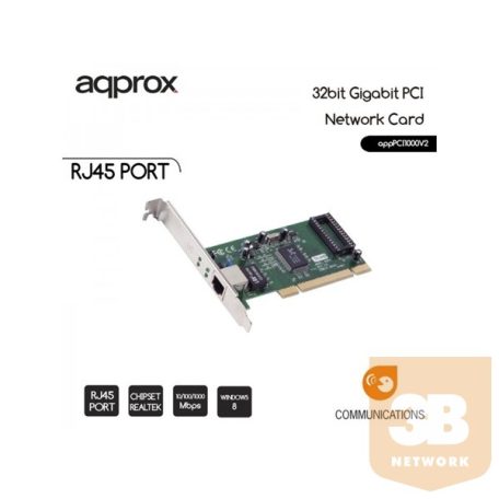 APPROX APPPCI1000V2 RJ45 Gigabit Ethernet port (32bit PCI Kártya)