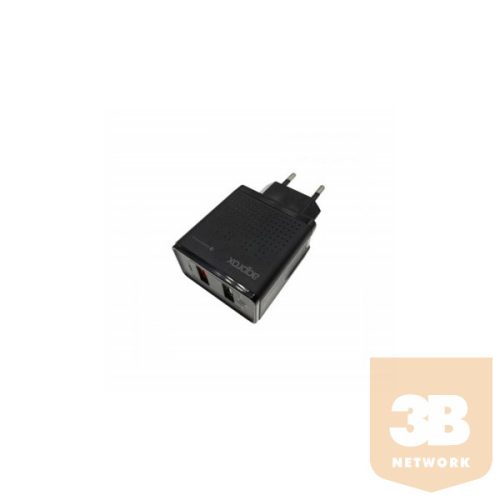 APPROX Telefon töltő - 2db USB2.0, 18W, QC3.0, Fekete