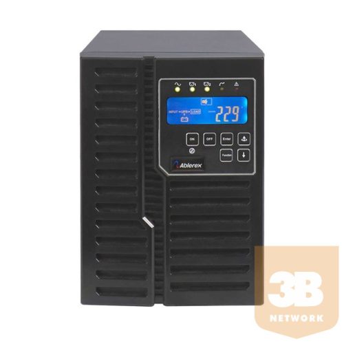 ABLEREX UPS, ARES PLUS, AR1000, 2xIEC + 2xSchuko, 1000VA (900 W) Online kettős konv. szünetmentes tápegység, torony, LCD