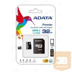   ADATA Memóriakártya MicroSDHC 32GB + Adapter UHS-I CLASS 10