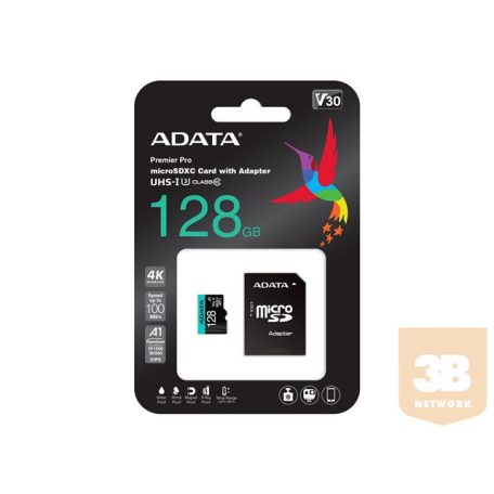 ADATA 128GB Micro SDXC UHS-I U3 V30S A2 + Adapter