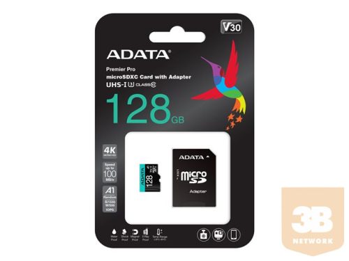 ADATA 128GB Micro SDXC UHS-I U3 V30S A2 + Adapter