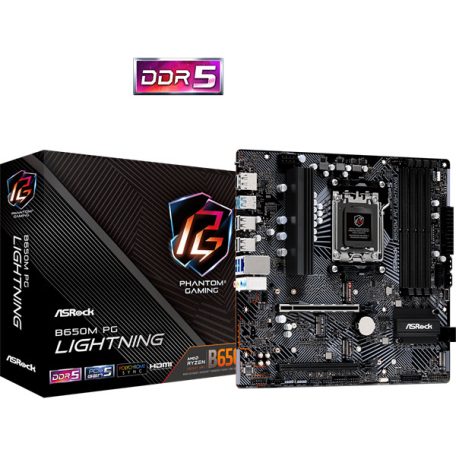 ASROCK Alaplap AM5 B650M PG LIGHTNING AMD B650, mATX