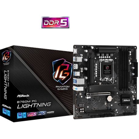 ASROCK Alaplap S1700 B760M PG LIGHTNING INTEL B760, mATX