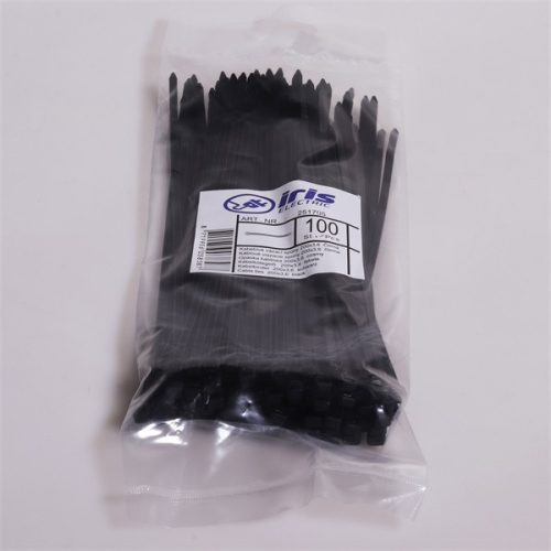 Iris Electric 100 db fekete 200x3,6mm kábelkötegelő, gyorskötöző, kötegelő, UV álló