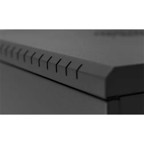 Stalflex RC19-12U-450GB 19" 12U 450 mm mély lapraszerelt fekete üveg ajtós fali rack szekrény