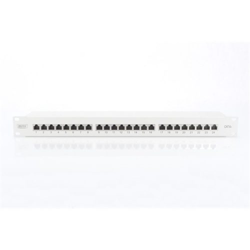 DIGITUS 19" 1U 24port Cat.6A kompakt szürke árnyékolt Patch Panel
