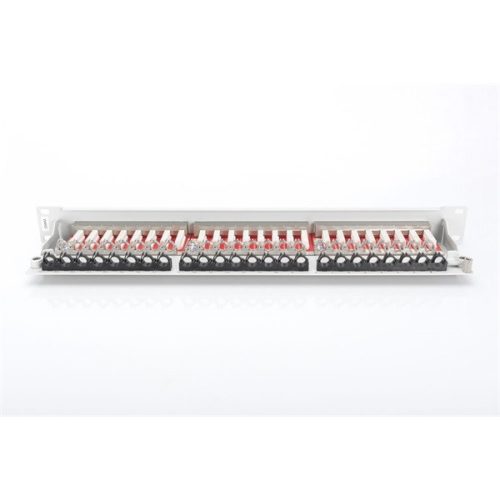 DIGITUS 19" 1U 24port Cat.6A kompakt szürke árnyékolt Patch Panel