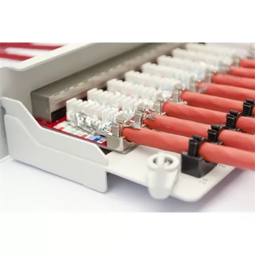 DIGITUS 19" 1U 24port Cat.6A kompakt szürke árnyékolt Patch Panel