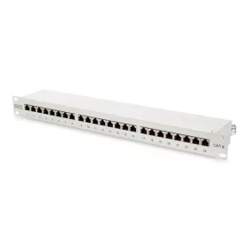   DIGITUS 19" 1U 24port Cat.6 kompakt szürke árnyékolt Patch Panel