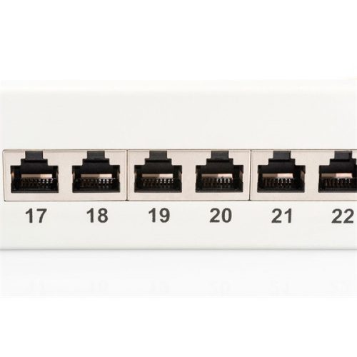 DIGITUS 19" 1U 24port Cat.6 kompakt szürke árnyékolt Patch Panel