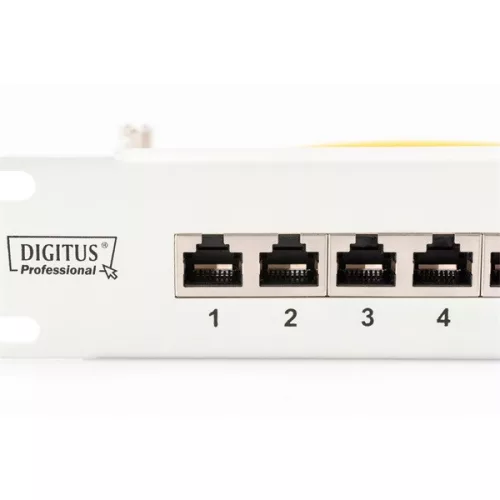 DIGITUS 19" 1U 24port Cat.6 kompakt szürke árnyékolt Patch Panel