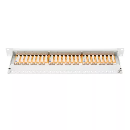 DIGITUS 19" 1U 24port Cat.6 kompakt szürke árnyékolt Patch Panel