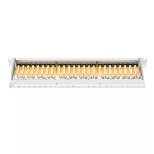DIGITUS 19" 1U 24port Cat.6 kompakt szürke árnyékolt Patch Panel