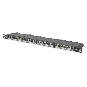   DIGITUS 19" 0,5U 24port Cat.6 HD kompakt fekete árnyékolt Patch Panel