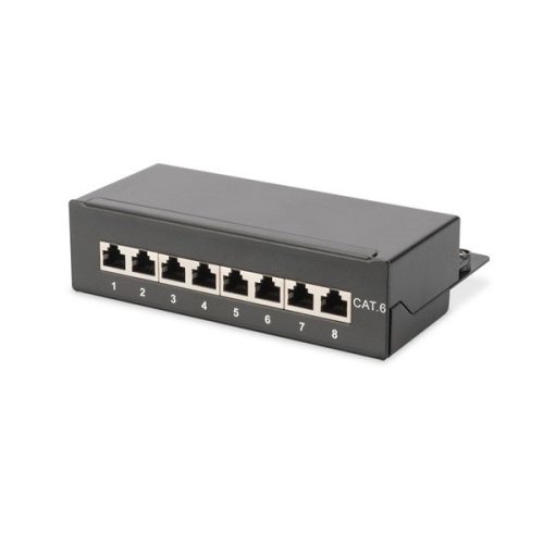 DIGITUS CAT6 8port asztali fekete árnyékolt patch panel