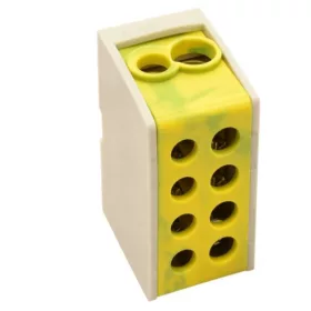   Tracon FLE-35/25ZS sínre szerelhető/ zöld/sárga/ 1×35+1×25mm2/1×35+1×25mm2/ 400VAC/ 125A főáramköri leágazó kapocs