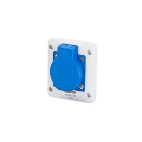   Gewiss GW62392 2P+E 16A 2P 230V műanyag kék egyenes csavaros IP54 csapófedéllel beépíthető ipari dugalj