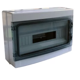   Tracon EDFKIP65-18/1  1×18 mod/ H×W×D=285×410×140mm/ IP65/ 660V AC átlátszó ajtóva/ N/PE sínnel falon kívüli