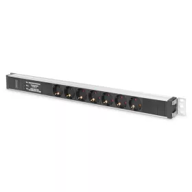   DIGITUS 0U PDU 230V 16A 7xCEE 7/3 aljzat CEE7/7 csatlakozó túlfeszültség védelemmel és vonalszűrővel 2m elosztósor