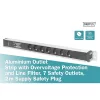 DIGITUS 0U PDU 230V 16A 7xCEE 7/3 aljzat CEE7/7 csatlakozó túlfeszültség védelemmel és vonalszűrővel 2m elosztósor