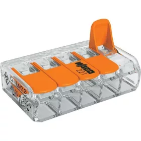   WAGO 221-615 15db/csomag 41A/450V leágazás 5x 0,5-6mm2 átlátszó  vezetékösszekötő