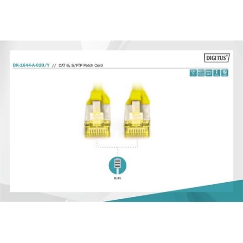 DIGITUS Cat.6A S/FTP LSZH 2m sárga patch kábel