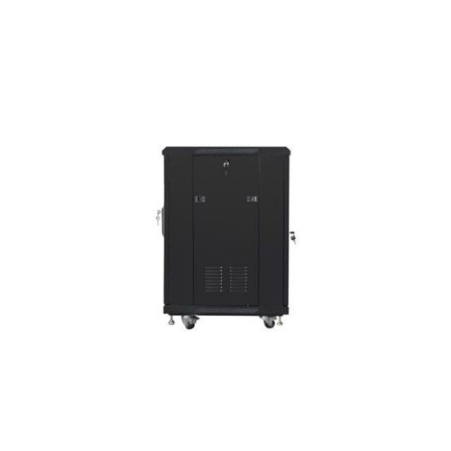 Lanberg FF01-6615-12B 19" 15U SZÉL:600mm MÉLY:600mm MAG:848mm lapraszerelt üvegajtós fekete rack szekrény