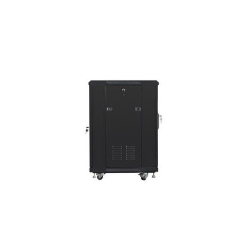 Lanberg FF01-6615-12B 19" 15U SZÉL:600mm MÉLY:600mm MAG:848mm lapraszerelt üvegajtós fekete rack szekrény