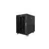 Lanberg FF01-6815-12BL 19" 15U SZÉL:600mm MÉLY:800mm MAG:898mm lapraszerelt LCD üvegajtós fekete rack szekrény